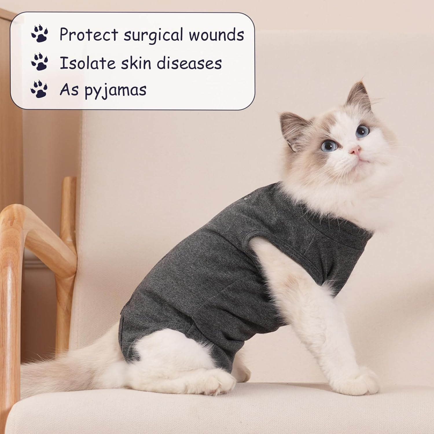 Axcimond Cat Body Surgery Leak Protection Cat Body Operation Castration Body for Cats after Surgery Castration Cat Suit Cat Clothing Surgical Body Cat Collar Alternative image number 5