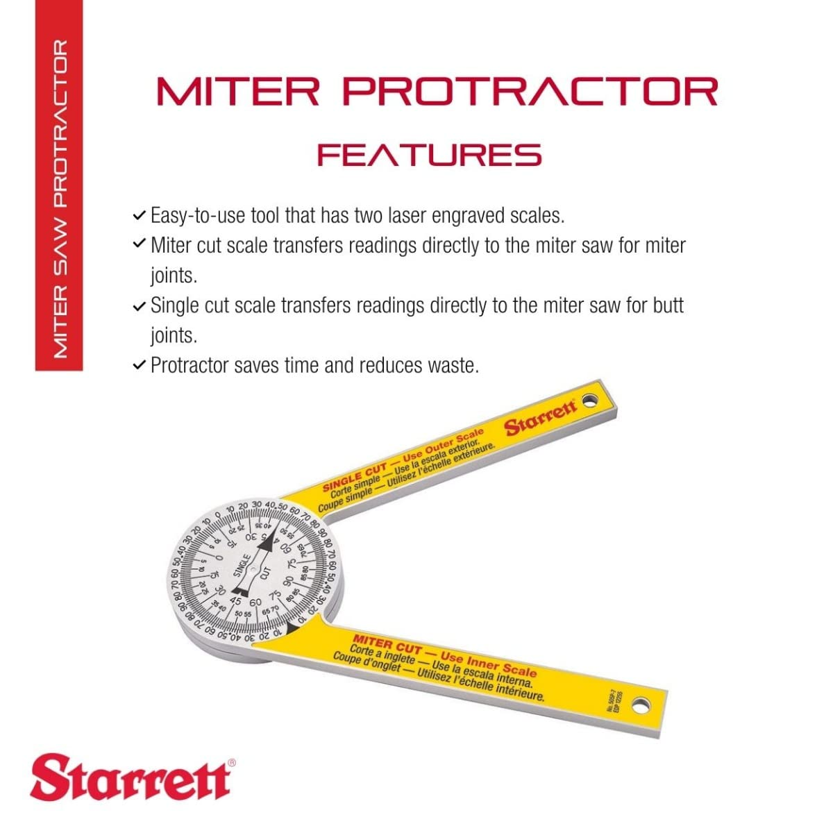 Starrett 505P-7 Miter Saw Protractor image number 1
