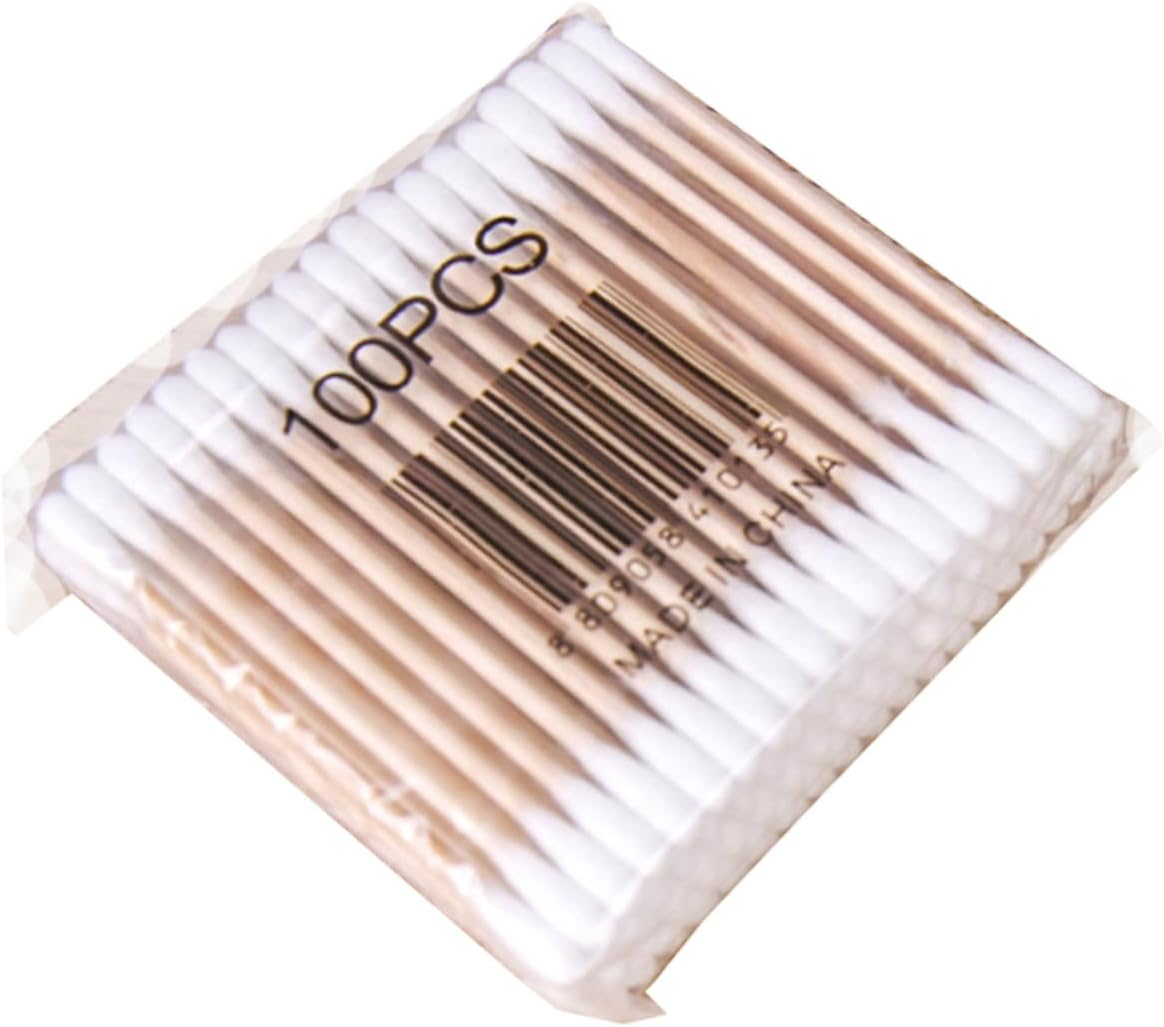 NOLITOY 500Pcs Wooden Stick Cotton Buds Double-Ended Makeup Removal Swabs for Ages 5 Packs (100Pcs Each)