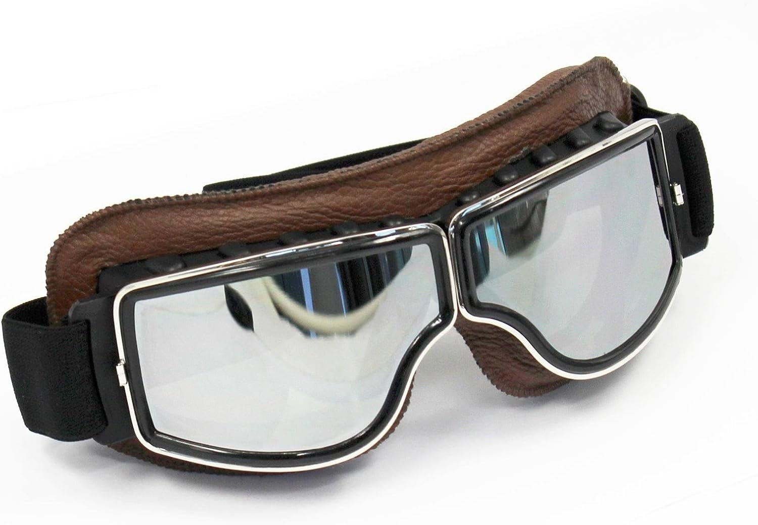 TDR WWII Style Aviator Goggles - Adjustable, Windproof, Safety Enhanced, UV Protection, anti Fog for Motorcycle, Skiing, and Snowboarding, Fits Adults and Teens (Brown) image number 2