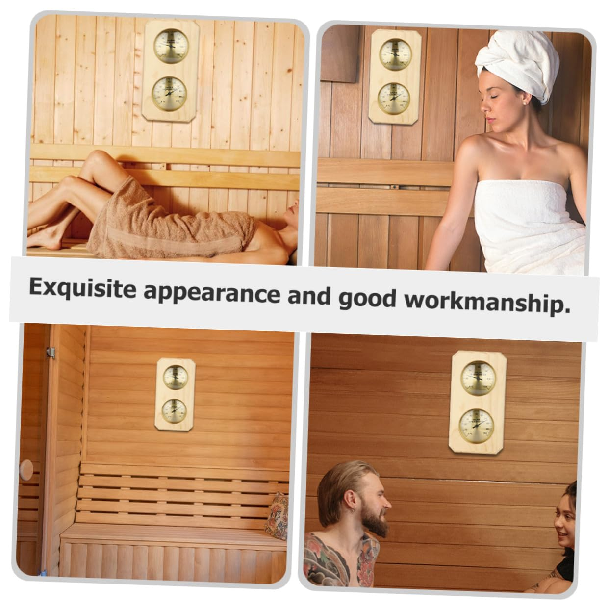 Wooden Sauna Hygrometer Thermometer Wall-Mounted Temperature Humidity Gauge for Home Sauna High Precision Copper Sensor Abs Case Read image number 4