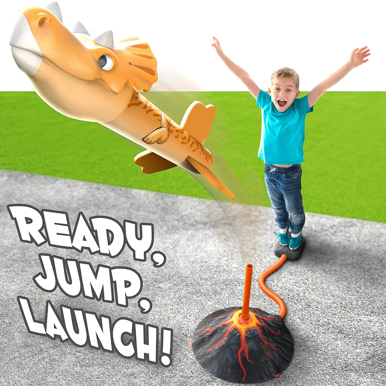MINDSPROUT Rocket Launcher for Kids - Dino Blasters - Launch up to 100 Ft. Best Birthday Gift, for Boys & Girls Age 3 4 5 6 7 Years Old - Outdoor Toys, Family Fun, Dinosaur Toy image number 3