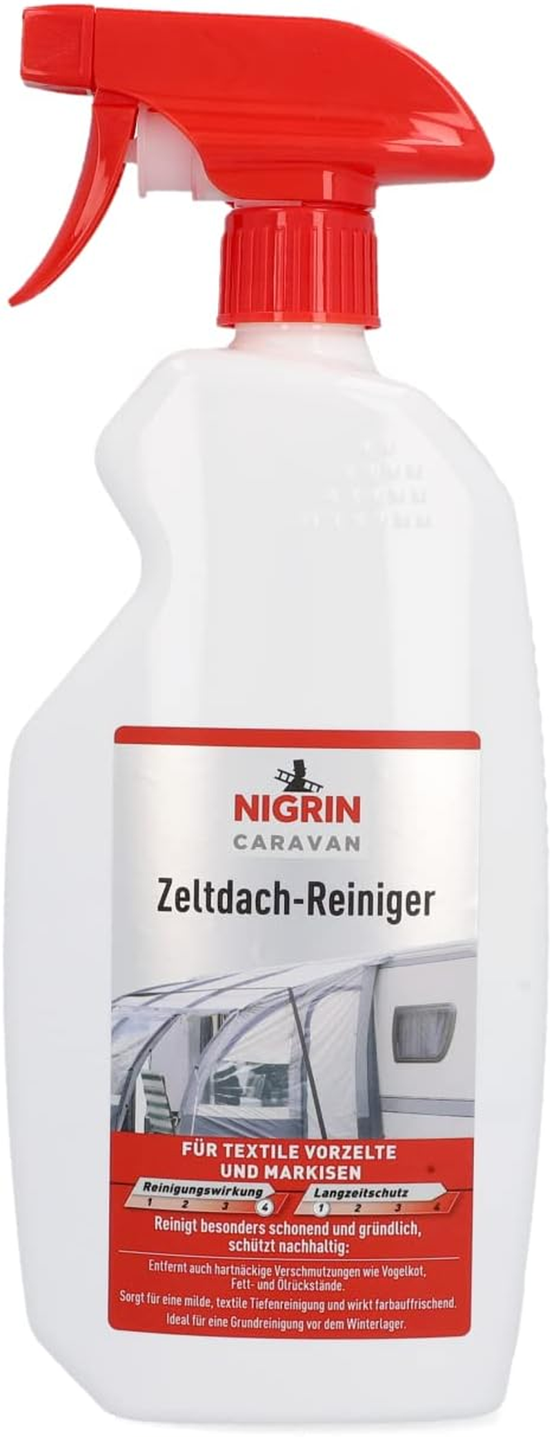 NIGRIN CARAVAN Tent Roof Cleaner for Awnings and Textile Awnings, Cleans Gently and Thoroughly, Removes Stubborn Stains, Reduces New Soiling, Refreshes Colour, 0.75 L