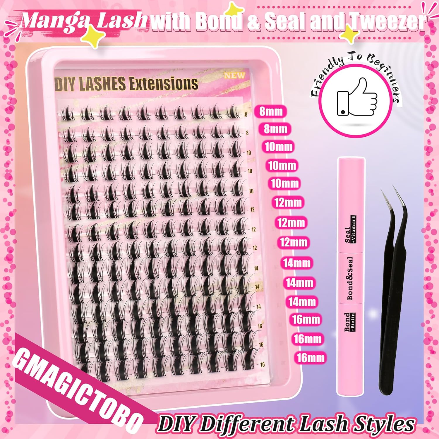 Gmagictobo - Sleeve Lash Groups: the Pointed Anime Lash Group Is Made of Upgraded Synthetic Fiber, Soft, Thick, Durable and Lightweight, Non-Irritating, Bringing You a Better And image number 5