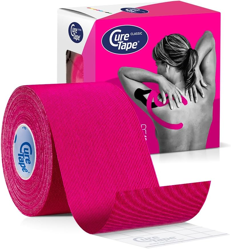 Curetape Classic 5Cm | Waterproof Kinesiology Tape | Medical Kinesiology Tape | Increase Mobility & Performance | Reduce Joint Pain | Recover Faster (Yellow) - Pink