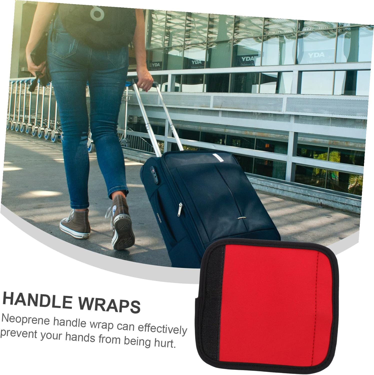 TOPPERFUN Neoprene Luggage Handle Wraps Comfortable Suitcase Hand Protector Cover Easy Install Travel Accessory with Fine Texture and Design for Secure Grip image number 2