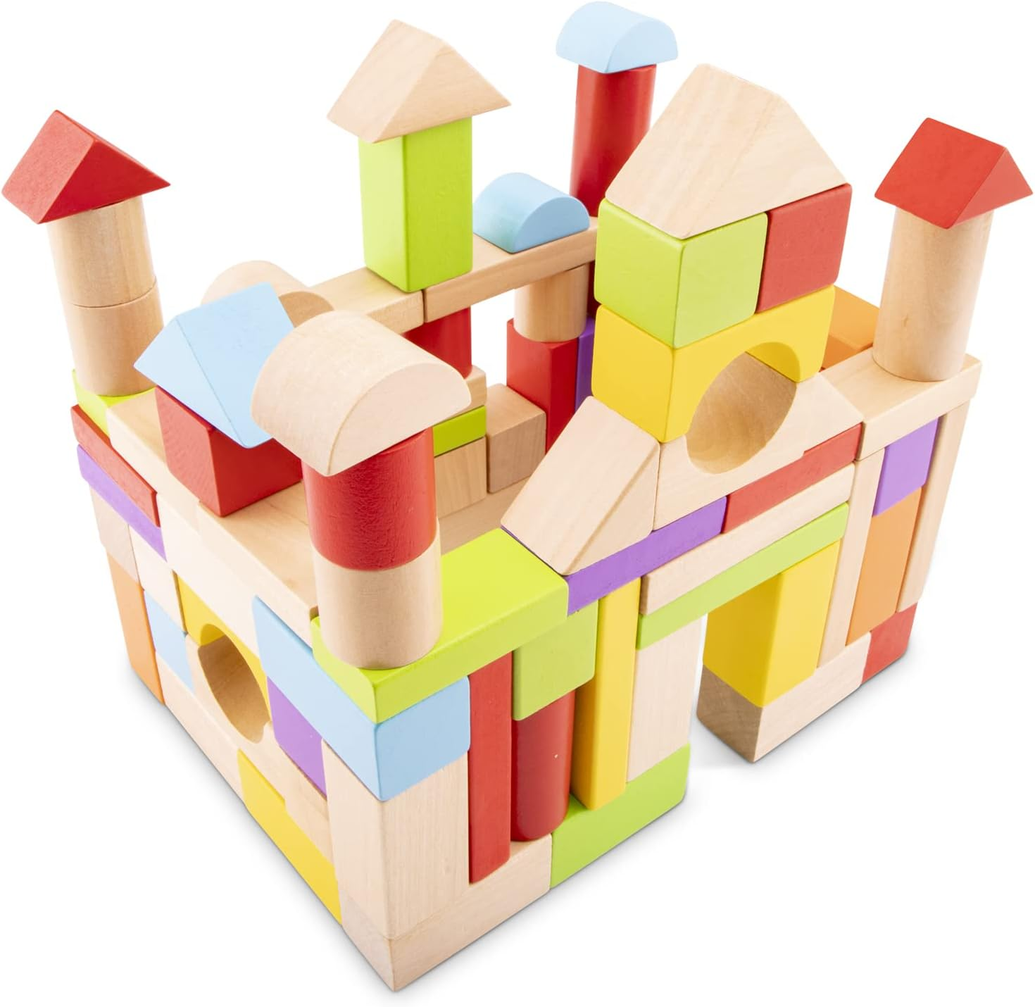New Classic Toys 100 Wooden Building Blocks in Drum Educational Toys and Color Perception Toy for Preschool Age Toddlers Boys Girls image number 4