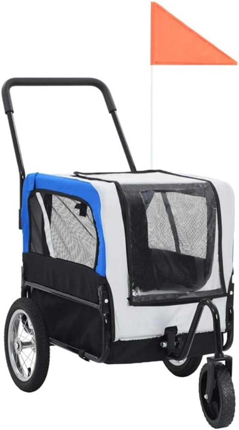 Pet Stroller Dog Stroller Cat Stroller 2-In-1 Dog Pet Bike Trailer Dog Stroller with 360-Degree Swivel Wheels for Puppy Small-Medium Dog, Cat Dog Pram Dog Cat(Color:Blue)