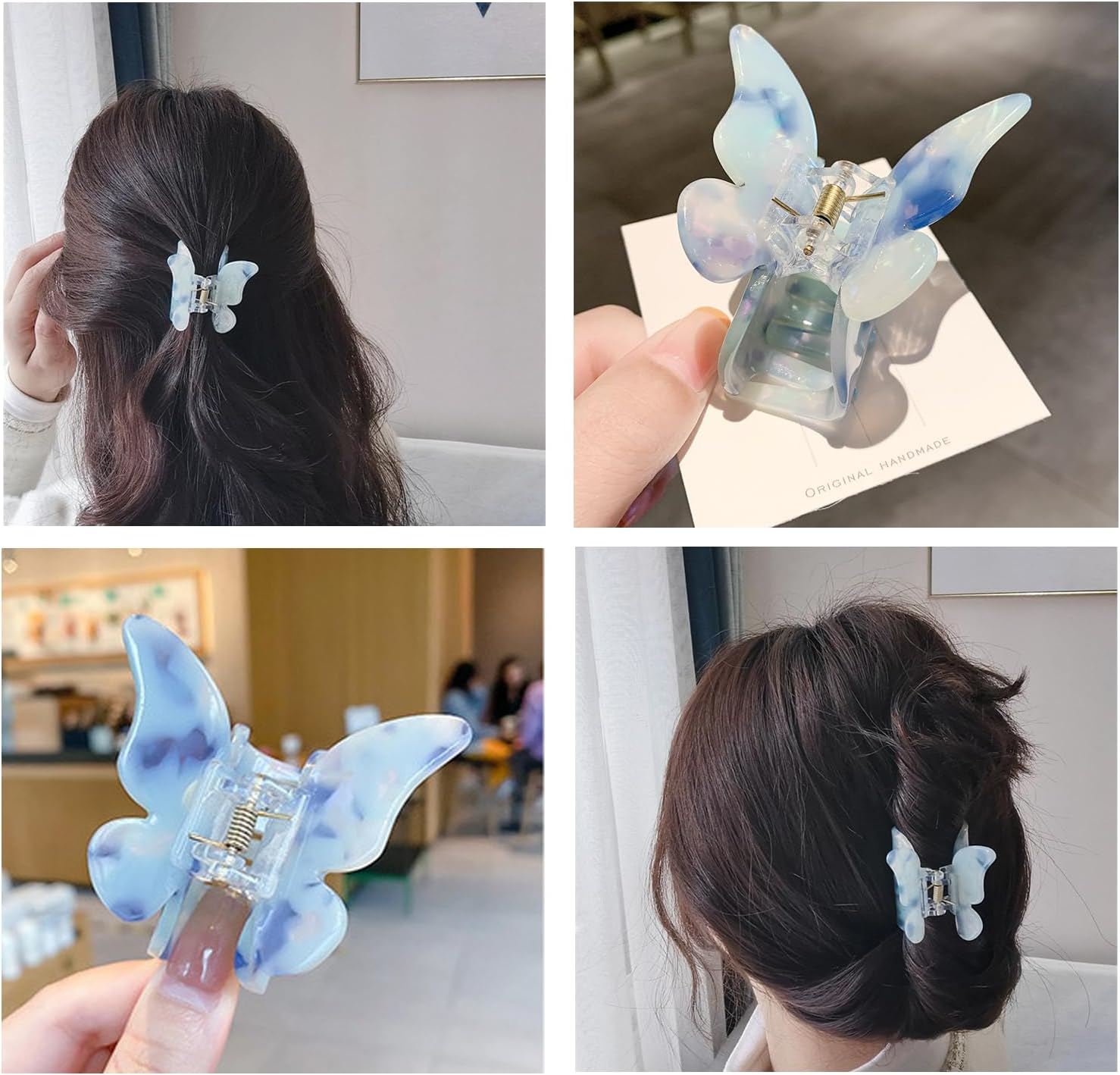 TYEQWT 3 Pieces Butterfly Hair Clips in Acetate, Cute Hair Clips, Non-Slip Medium Hair Clips, Butterfly Hair Accessories for Women and Girls image number 6