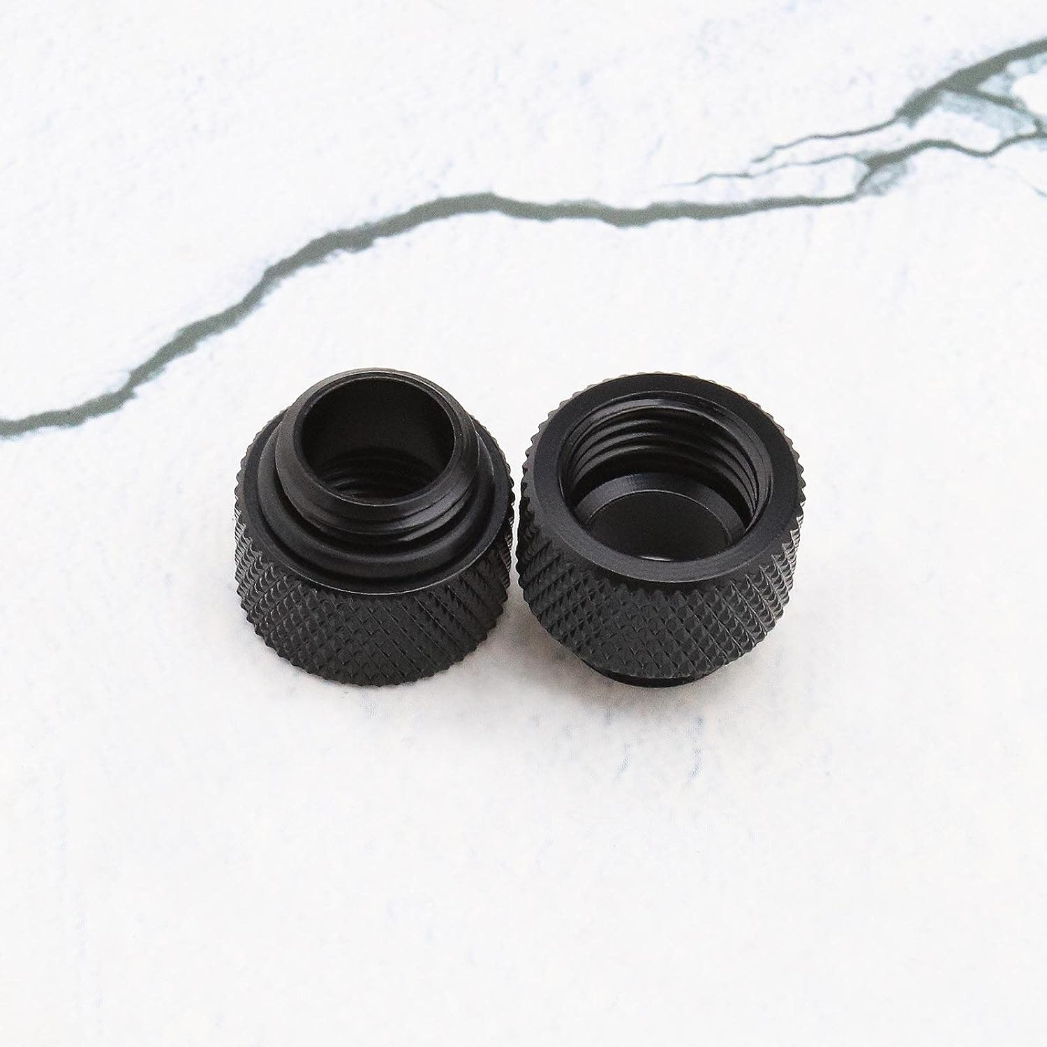 Emsea 4Pcs Black G 1/4 Inch Extended Nut Seat 10Mm Brass Adapter with O-Ring Rubber for Desktop Computer Water Cooling System image number 3