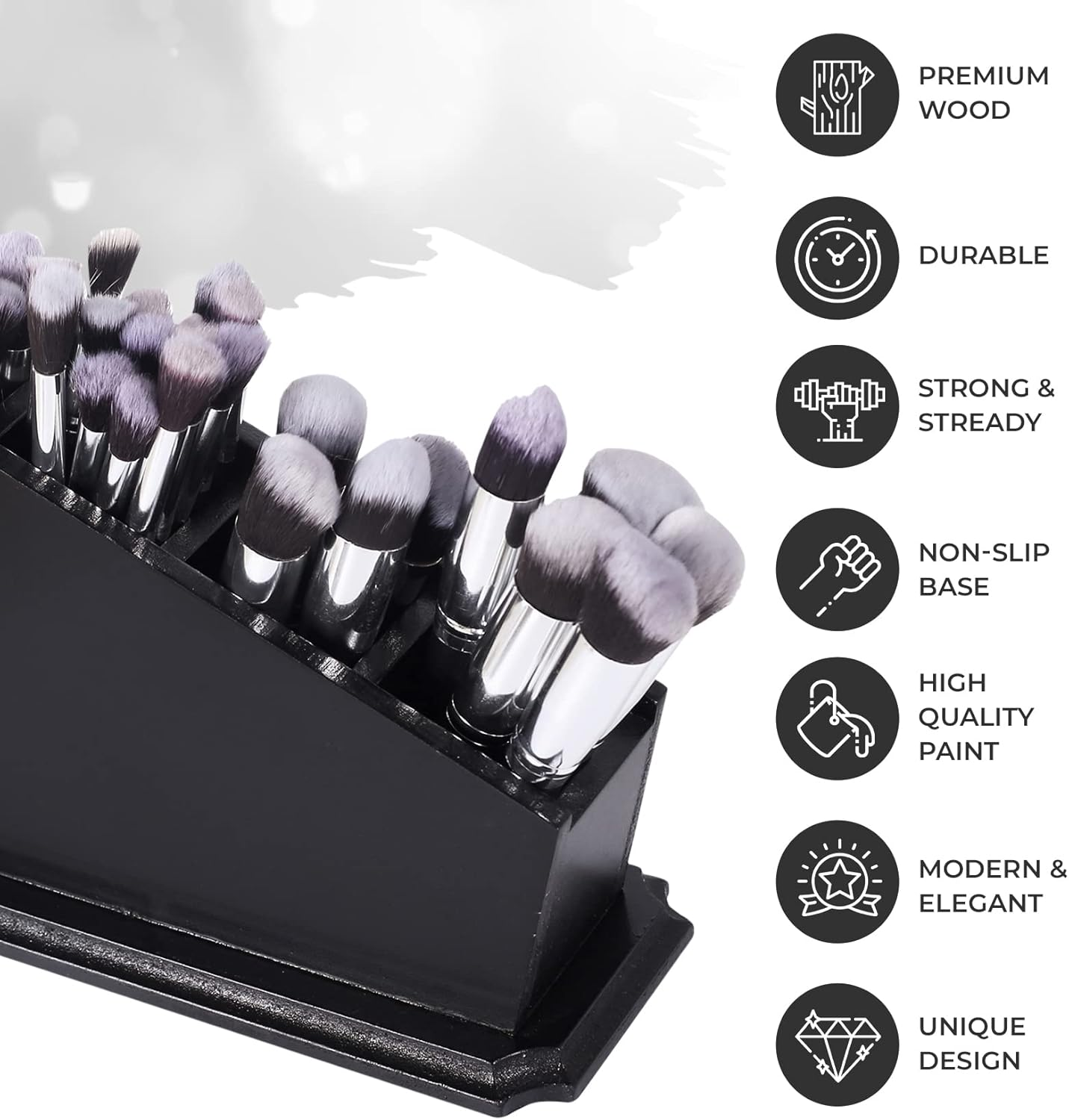 CEFRECO Coffin Brush Holder - Gothic Wooden Makeup Organizer for Vanity - Spooky Halloween Decor for Bathroom, Living Room or Bedroom - Witchy Gifts for Women -Black - 11X6X4 Inches image number 4