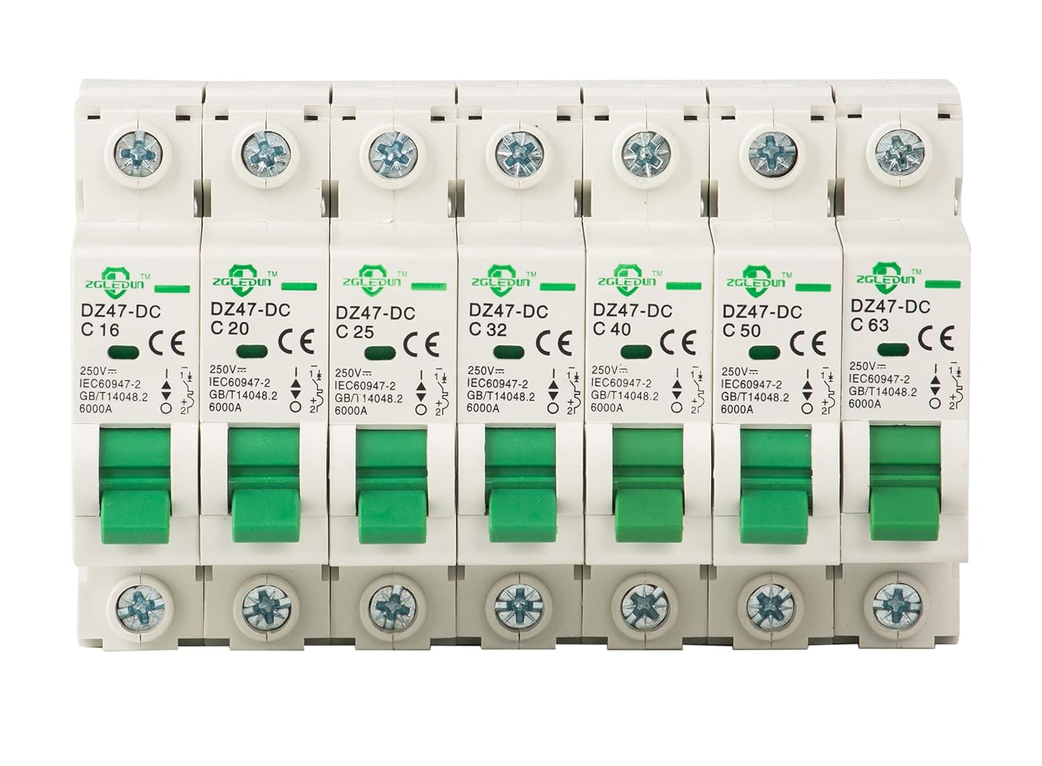 DC Miniature Circuit Breaker, 1 Pole 40 Amp, 24VDC-250VDC, 6Ka Din Rail Mount Breaker with Thermal Magnetic Trip, DZ47-63 1P, DC Solar MCB