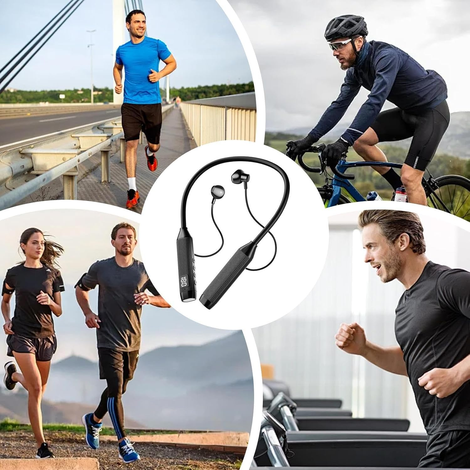 Around Neck Headphones - around Neck Earbuds - Sport Neckband Headphones Hiking, Running, Workout image number 6