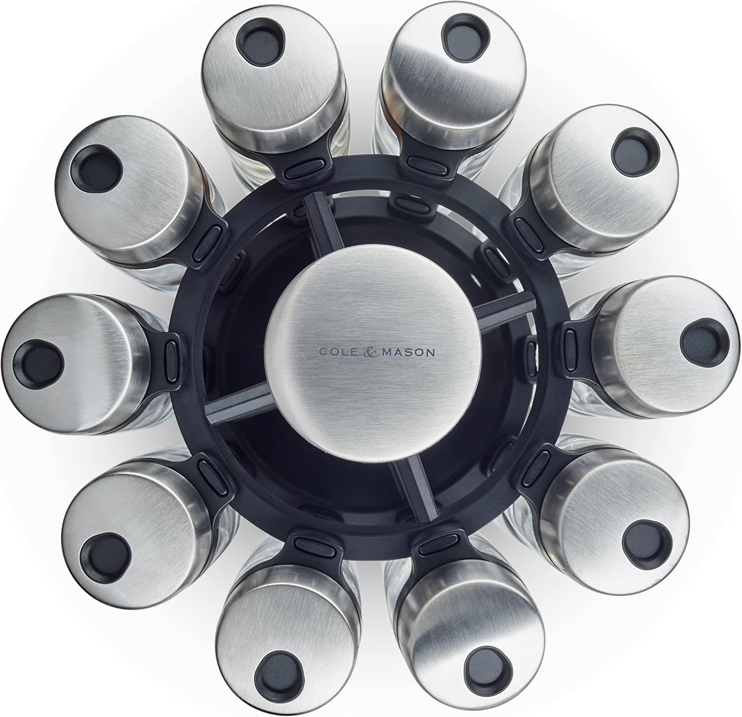 Cole & Mason Cambridge 20 Glass Rotating Spice Rack, Spice and Herb Organiser/Storage, Glass Spice Jars with Labels, Herbs and Spices Included image number 1