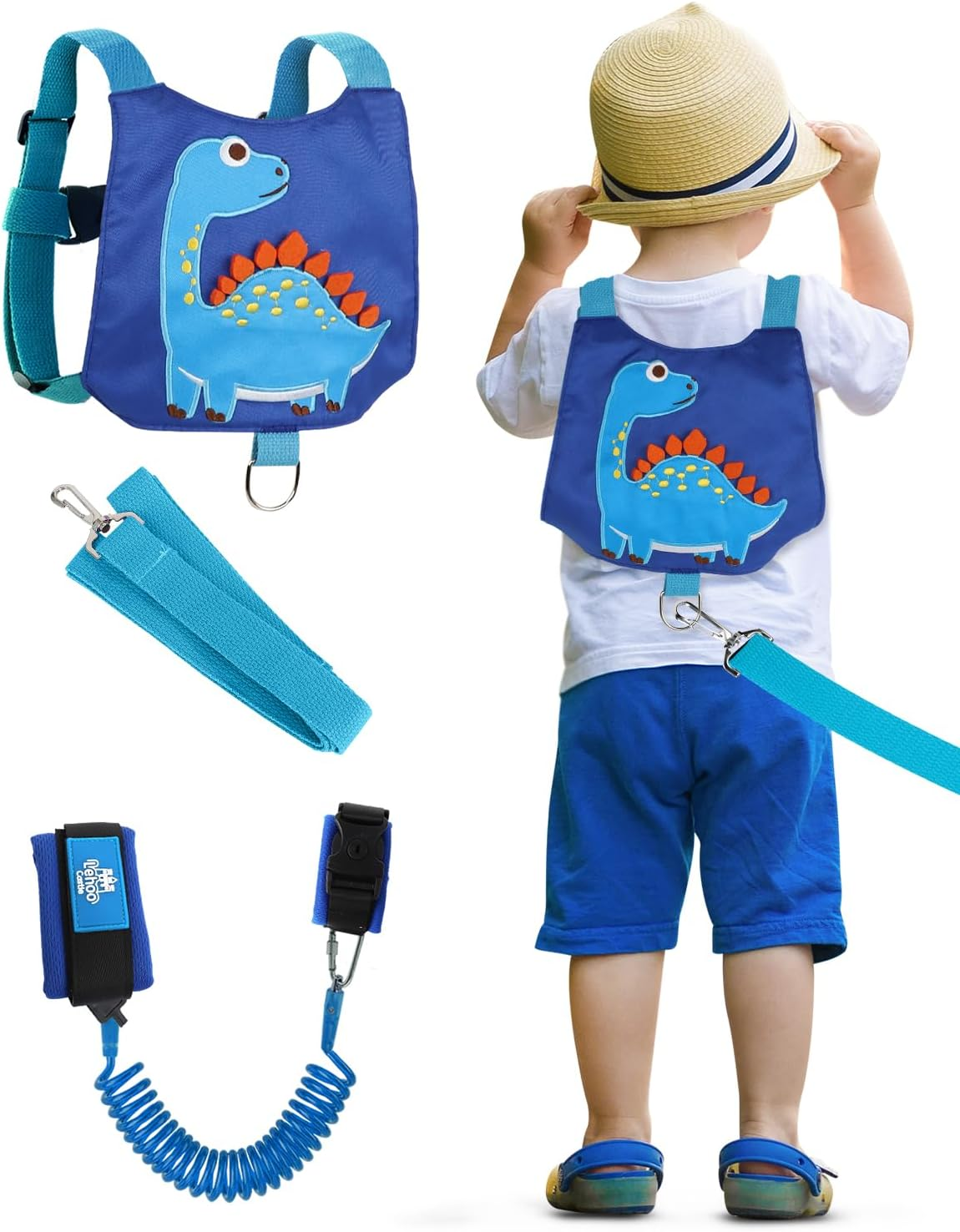 Lehoo Castle 3 in 1 anti Lost Wrist Link Safety Harness, Toddler Harness Leash for Kids, Adjustable Walking Strap, 360&deg; Rotation Baby Safety Harness with Lock (Brachiosaurus)
