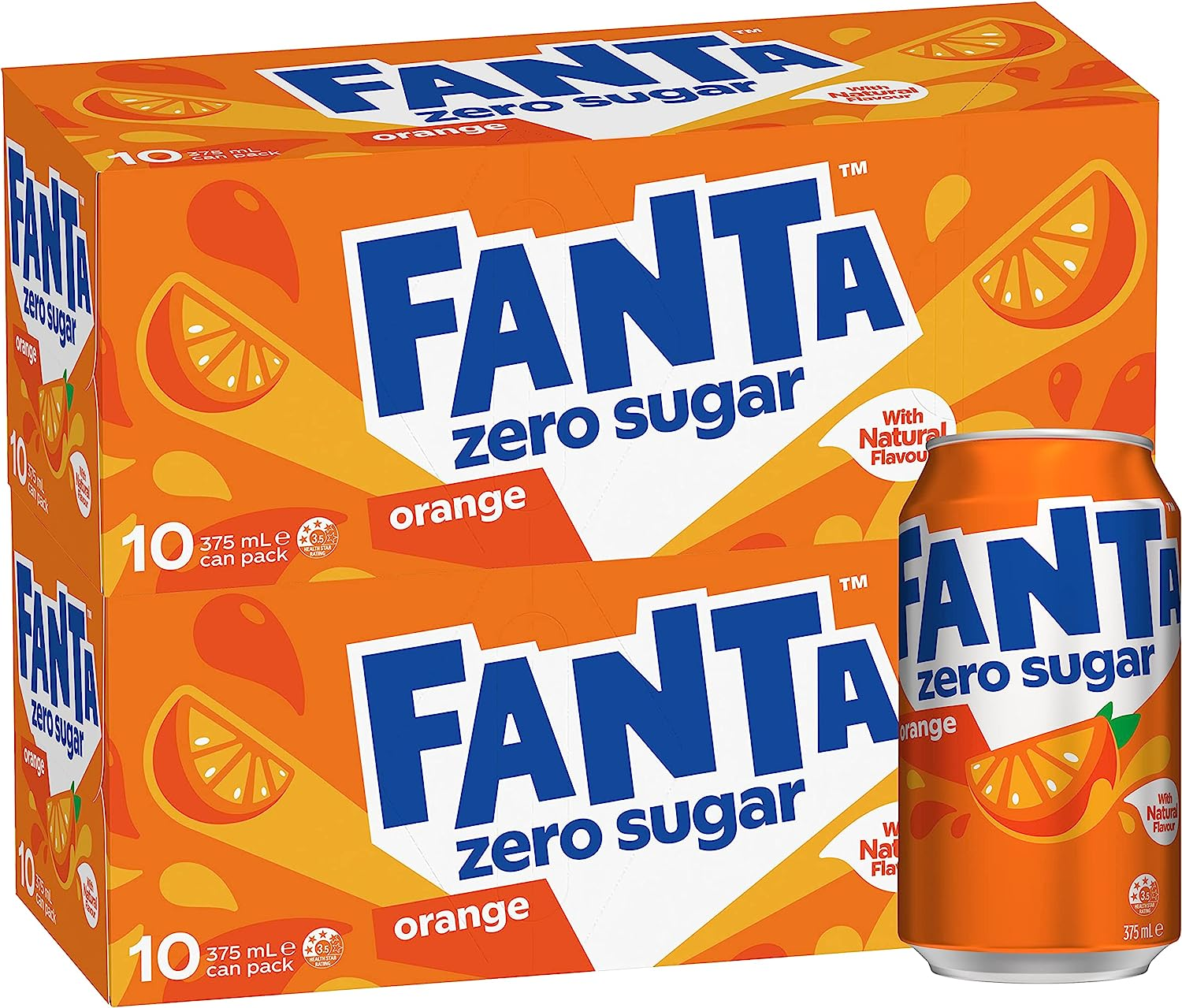 Fanta Orange Zero Sugar Soft Drink Multipack Cans 20 X 375 Ml image number 2