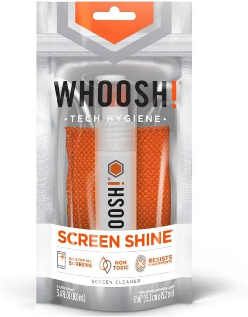 WHOOSH! Screen Shine Go XL Laptop Screen Cleaner - 100 Ml Sleek Bottle with Microfiber Cloth - Powerful, Streak-Free Cleaning for Monitor, Macbook, Phone, Glasses, Car Screen Cleaner image number 4