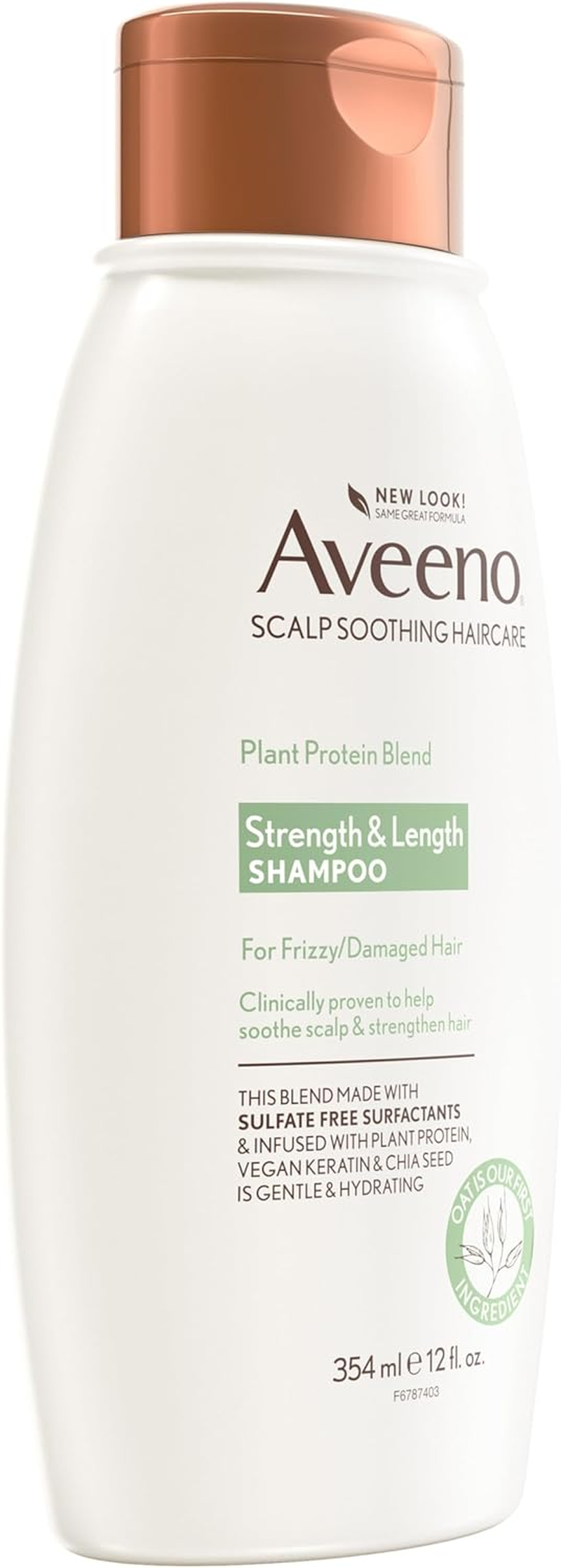 Aveeno Strength & Length Plant Protein Blend Shampoo, Vegan Formula for Strong Healthy-Looking Hair, White, 12 Fl Oz image number 4