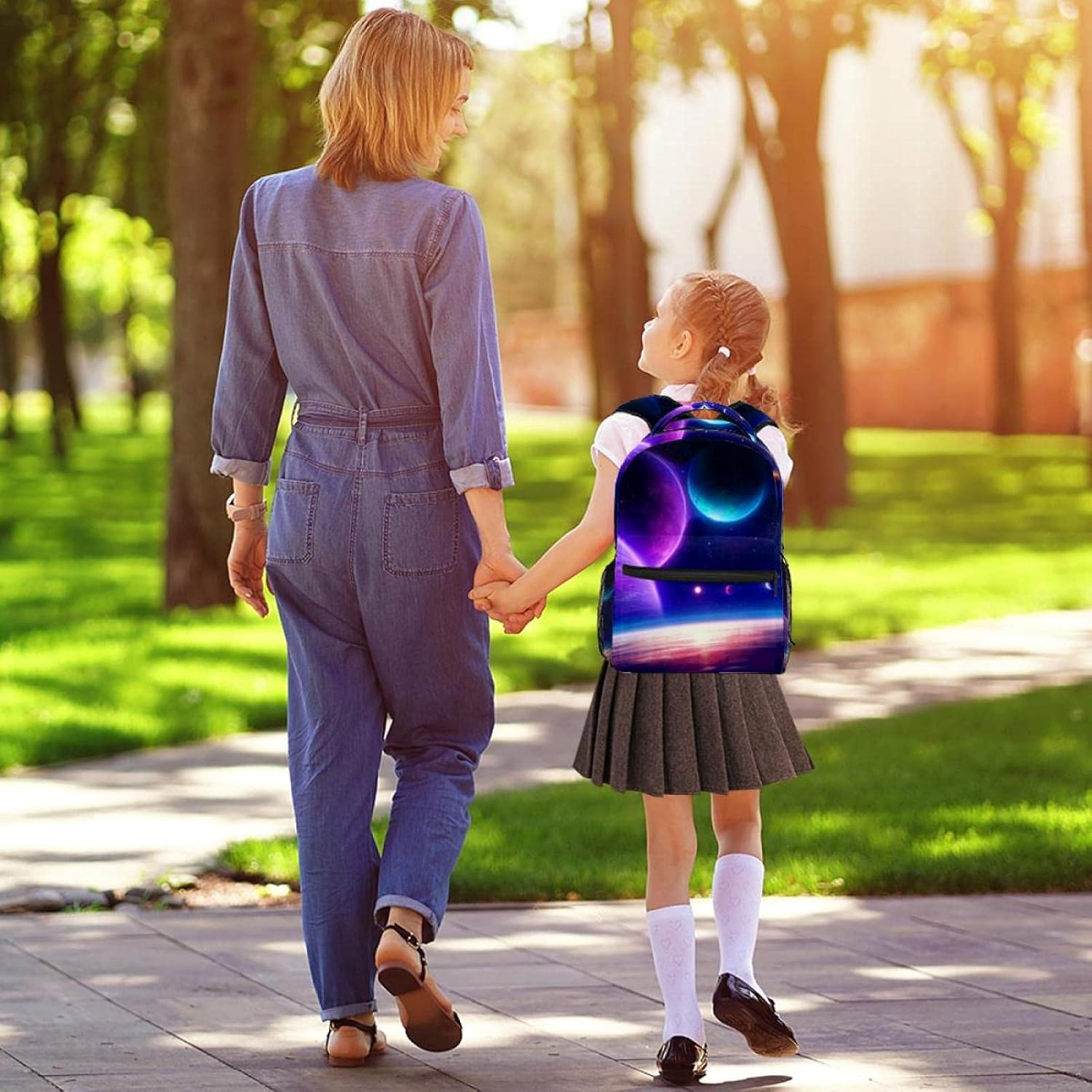 Fantasy Universe with Glowing Planets Backpack Students Shoulder Bags Travel Bag College School Tote Backpacks image number 2