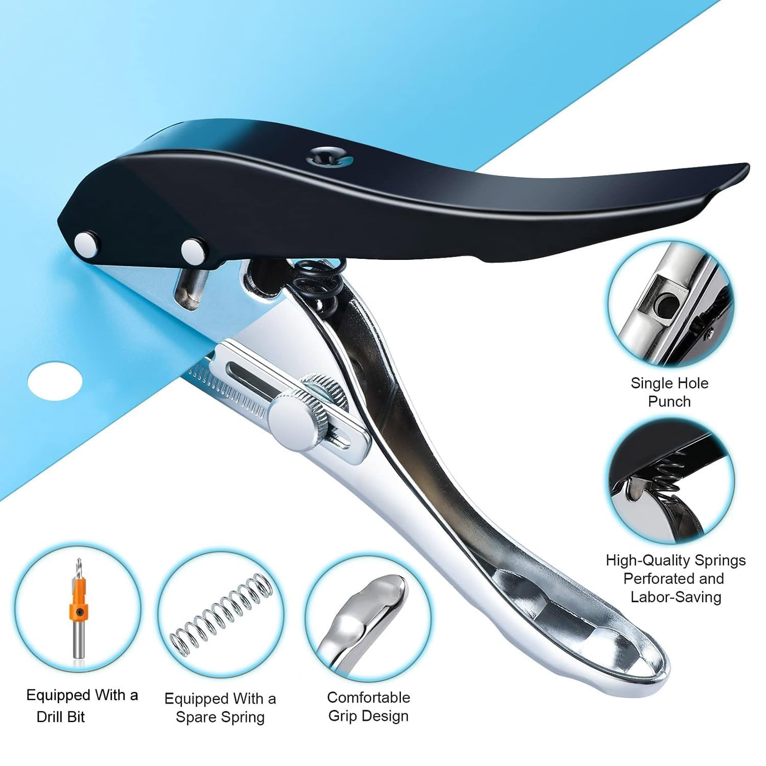 KEWAYO Single Hole Punch,Paper Punches 8Mm Heavy Duty Edge Band Puncher,Portable Edge Banding Punching Pliers for Paper,Chipboard,Index Cards,Photos,Card,Art Project image number 3