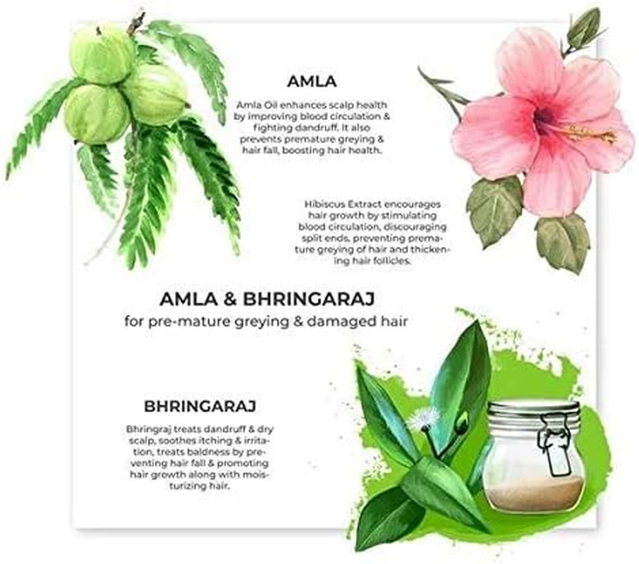 Herbs Botanica Herbal Amla and Bhringraj Shampoo 6.76 Fl Oz | 200 ML SLS Parabeen Free for All Hair Types