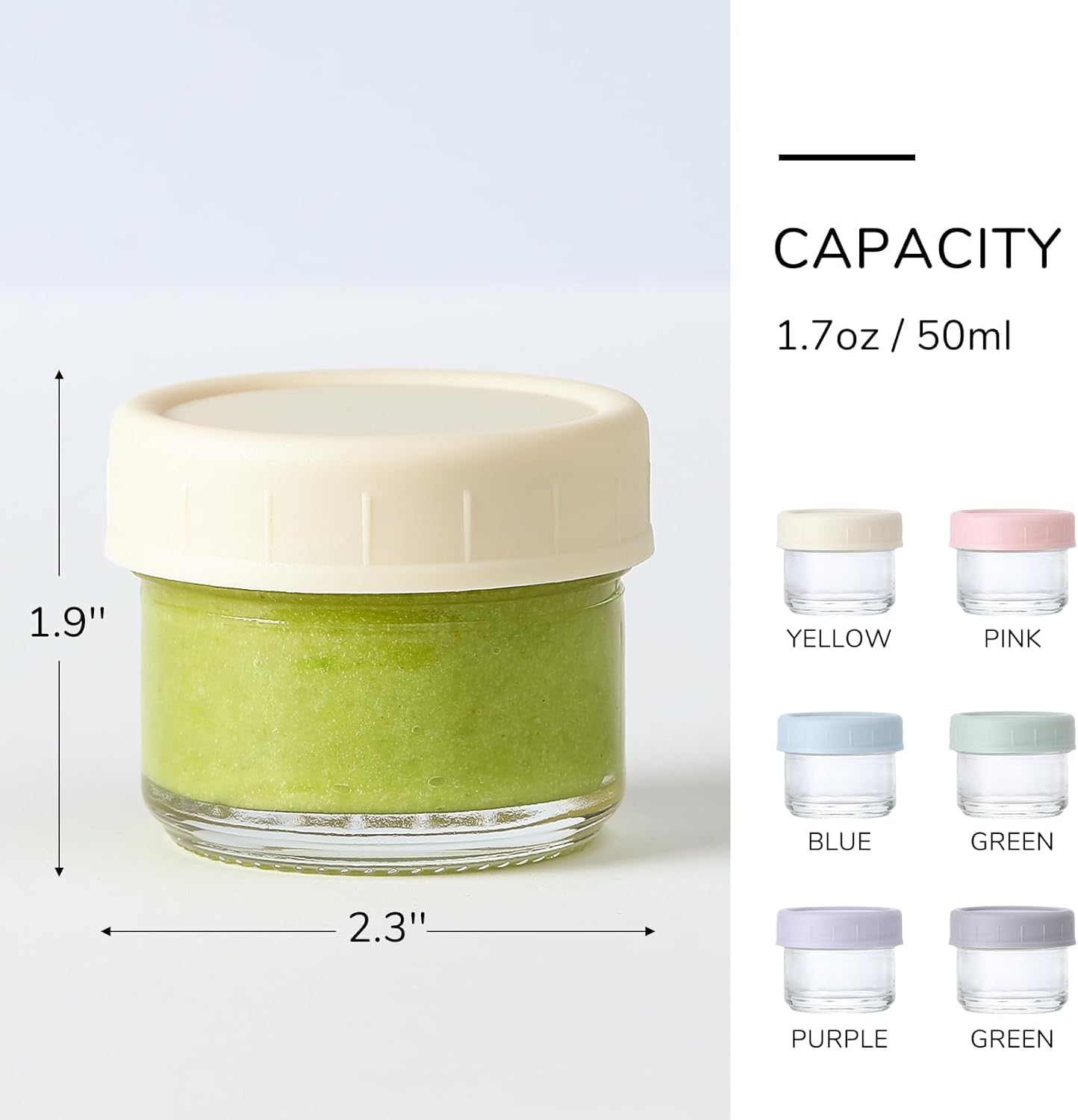 6 Pack Salad Dressing Container to Go, 1.7 Oz Glass Small Condiment Container with Lids, Dipping Sauce Cups Set, Leakproof Reusable Sauce Containers for Lunch Box Work Trip image number 2