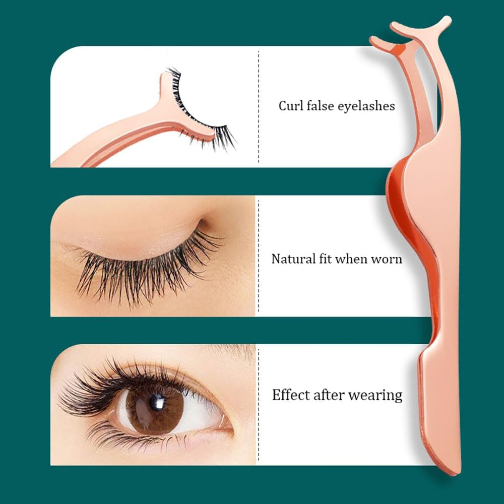 Custelen Rose Golden False Eyelashes Applicator Tool - Eyelash Extension Tweezers & Remover Clip Nipper Setz image number 1