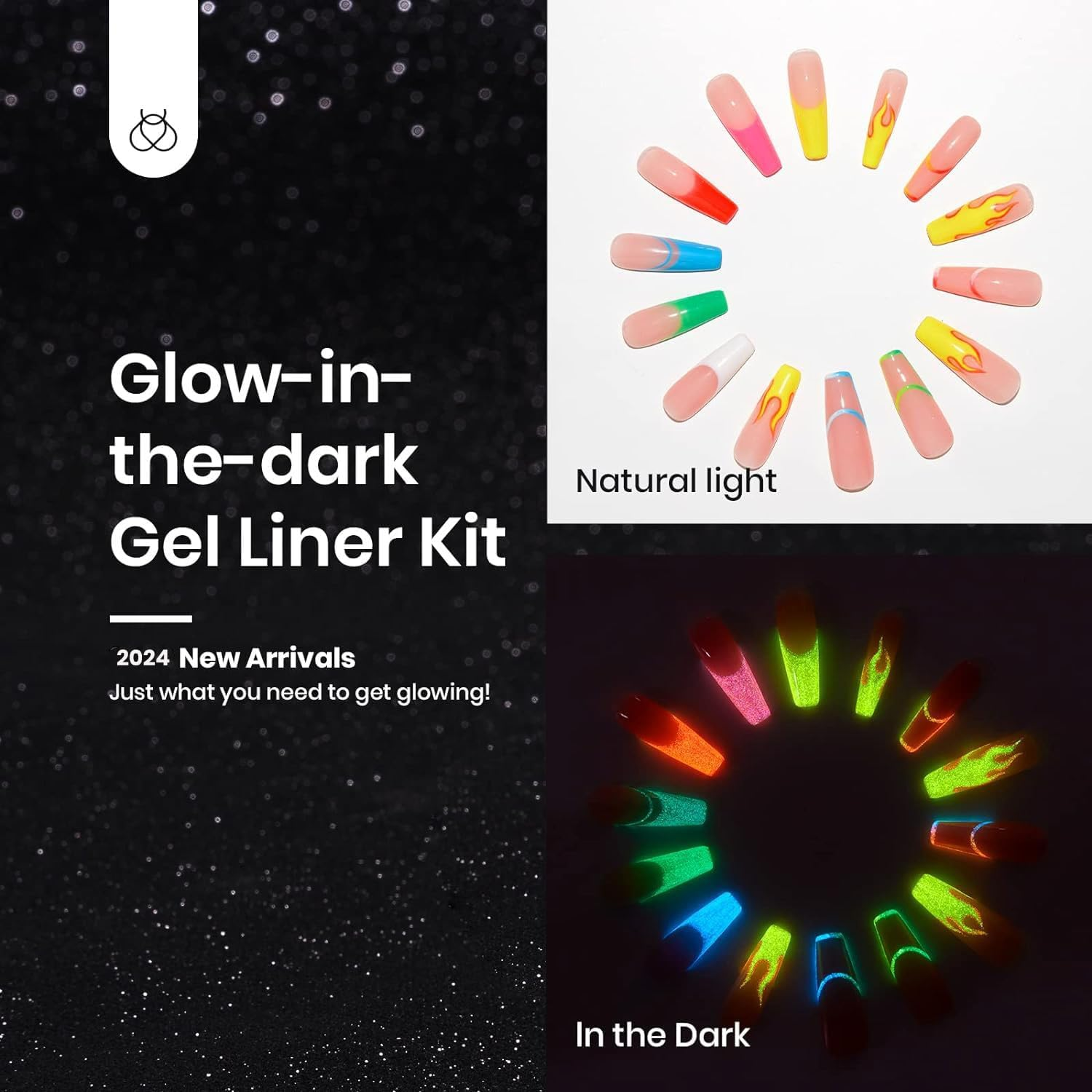 Beetles Gel Polish Gel Polish Neon Glow in the Dark Gel Liner Nail Polish - 6 Colors Luminous Green Blue Hot Pink Liner Nail Art Gel Soak off Led Nail Lamp Fluorescent Bright Glows Pink image number 3