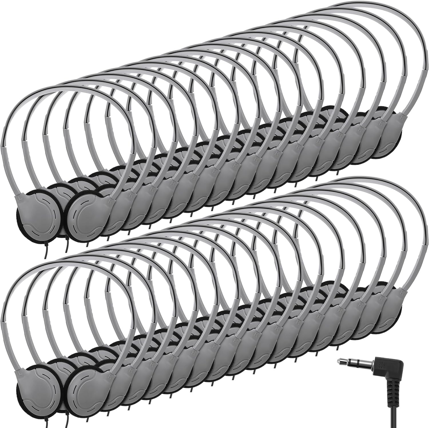 Yunsailing 30 Pack Class Set Headphones for Kids Students Bulk School Classroom Headphones over Head Earphones on Ear Earbuds Adjustable with 3.5 Mm Jack for Child Children Adults (Retro Colors)