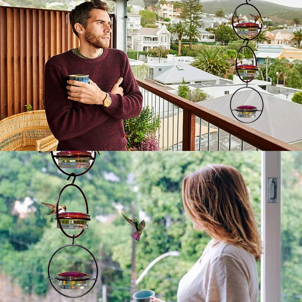 Hummingbird Feeder, 4PCS Circular Hanging Ant & Bee-Proof Hummingbird Feeders for Outdoor Garden, Patio, Backyard - Leak-Proof, Easy to Clean and Refill