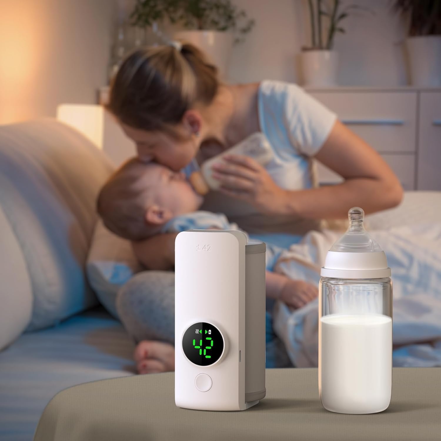Portable Bottle Warmer, 6000Mah Infant Bottle Warmer for Travel, Portable Baby Bottle Warmer,Fast Heating and 48H Warm
