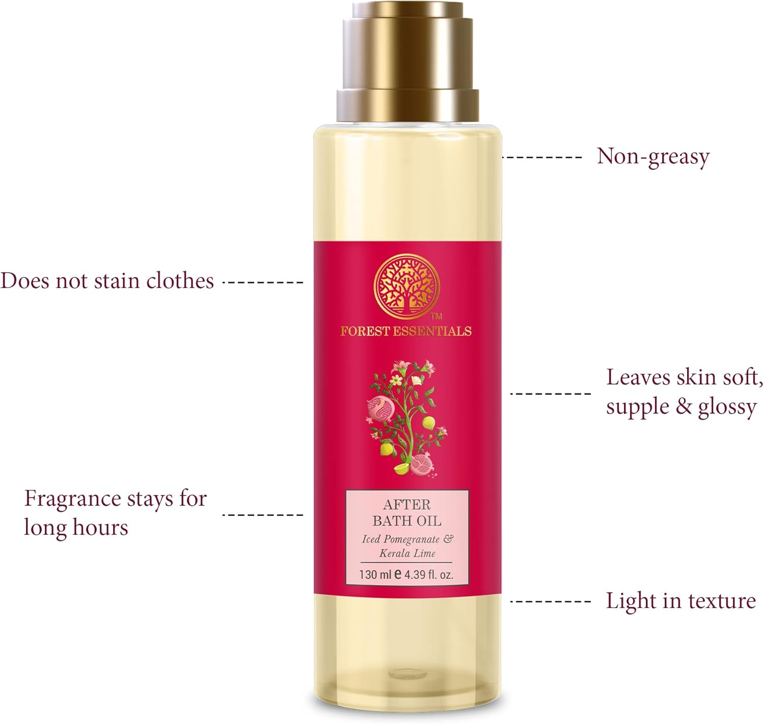 Forest Essentials after Bath Oil Iced Pomegranate & Kerala Lime 130Ml (Body Oil) image number 4