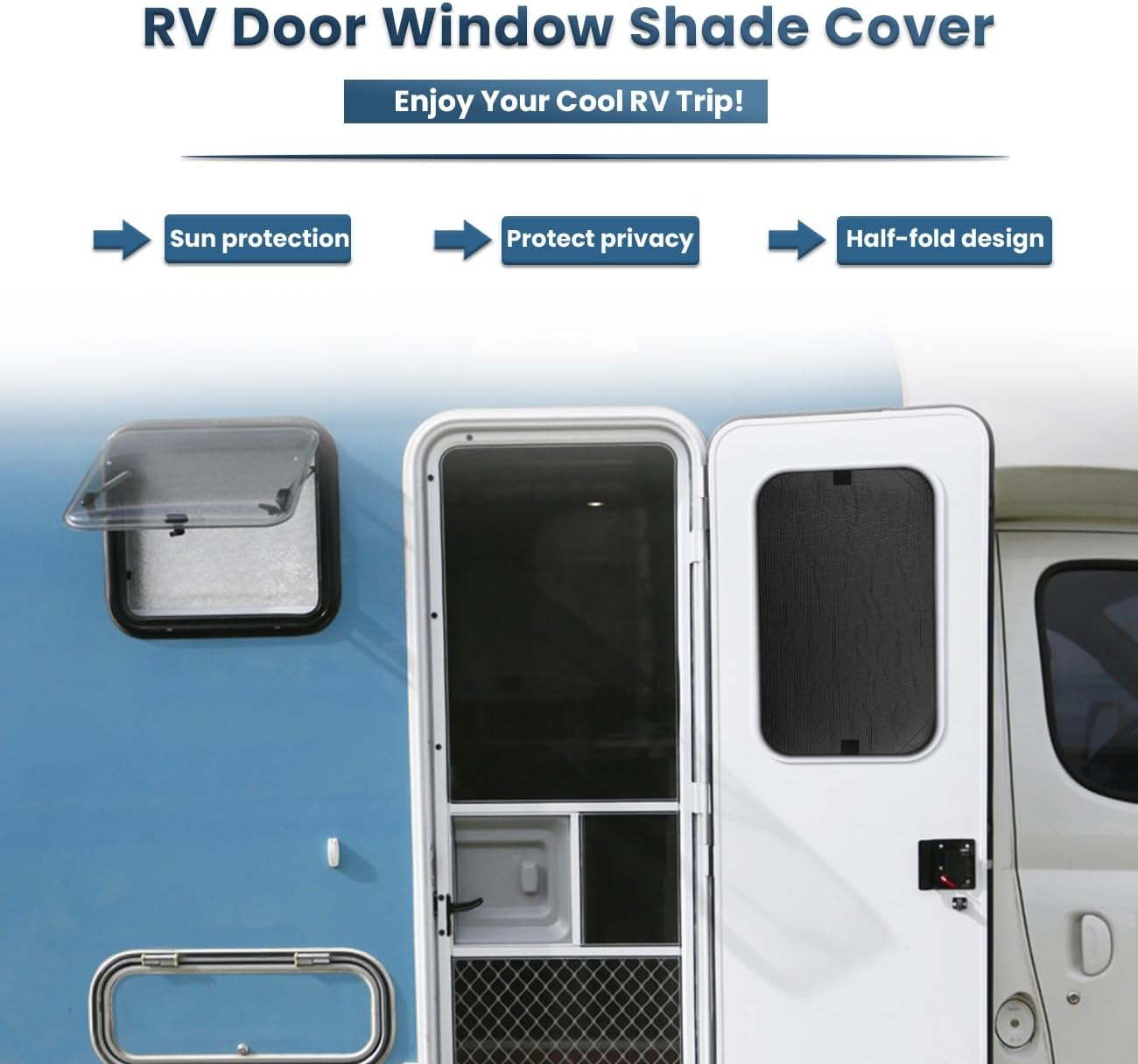 RV Door Window Shade Cover, Sun Blackout Fabric for Camper Privacy Entrance (16 X 25 Inch) image number 2