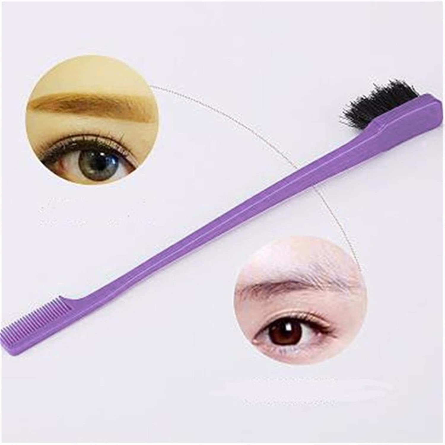 Hair Edge Brush Double-Sided Control 2-In-1 Edge Control and Hairbrush Comb Combination Pack for at Home and on the Move, Dark Purple Durable Processing image number 3