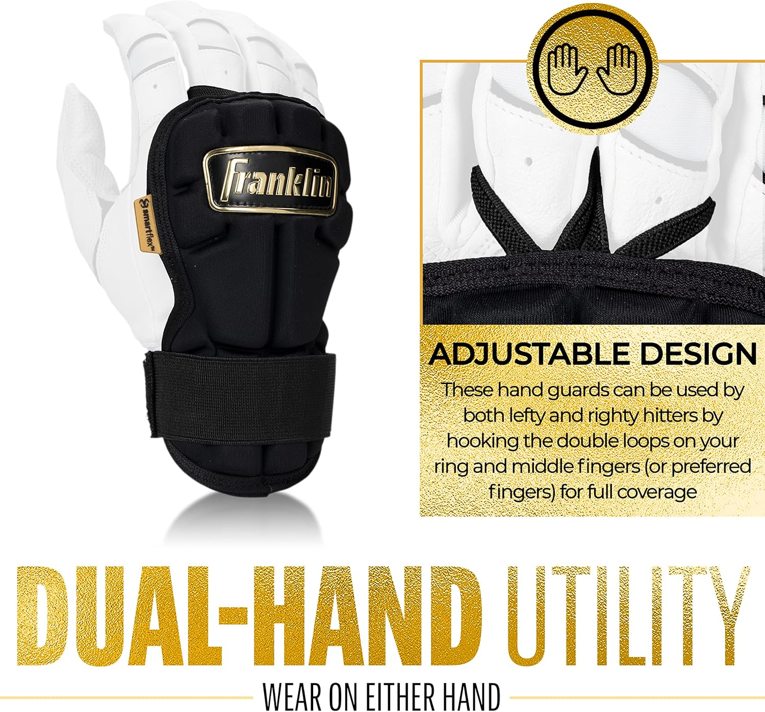 Franklin Sports Baseball Hand + Wrist Guard - PRT LG Series Adult Hand + Wrist Protector for Batting - Protective Hand, Wrist Shield - Right + Left Hand Hitters - One Size - Adult image number 5