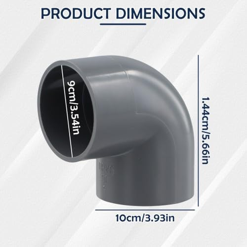 Ziyonix 4 Pieces PVC Pipe, 50Mm Pressure Solvent Weld Bend Durable PVC Pipe Connector Conduit Accessories Elbow 90 Degree Elbow for Sewer Plumbing Drain Pipe Water Supplies image number 3