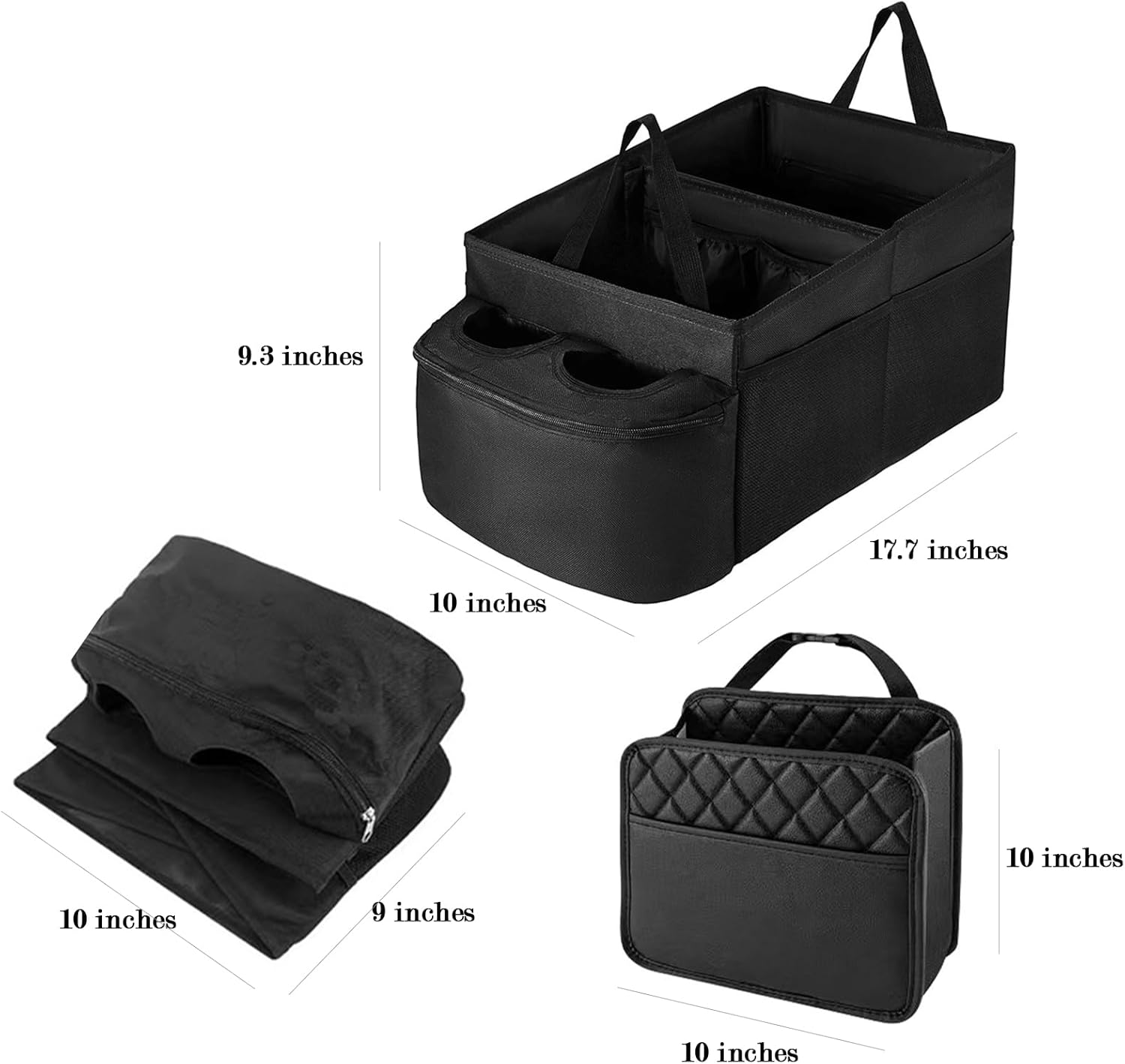 2Pcs Car Organizer, Car Seat Storage, Compartmentalized Storage with Cup Holders, Black image number 5
