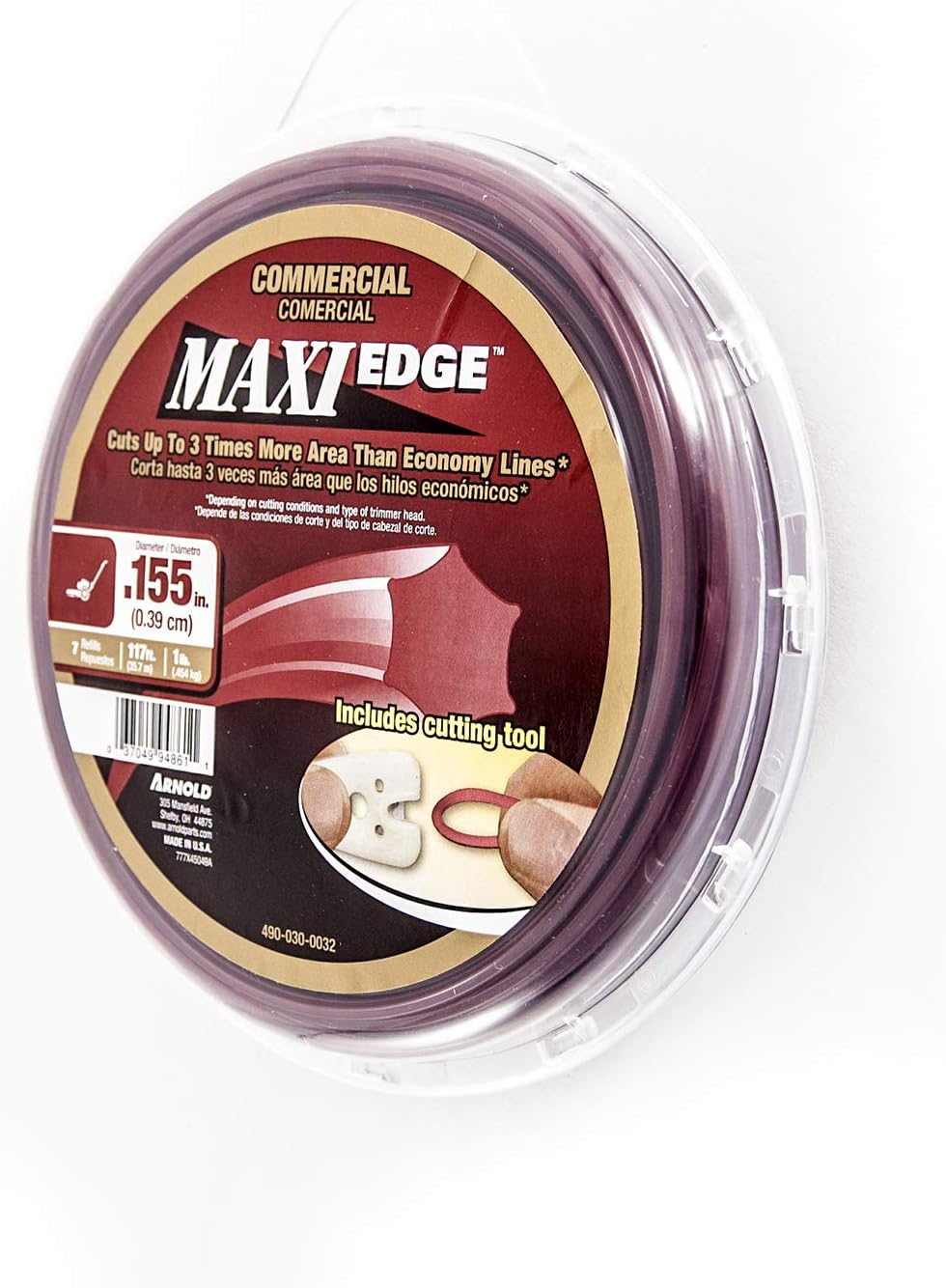 Arnold 490-030-0032 Maxi-Edge Commercial Grade String Trimmer Line with Cutting Tool, Universal Fit, 7 Refills, .155-Inch X 117-Feet - .065 Inch X 220 Feet image number 3