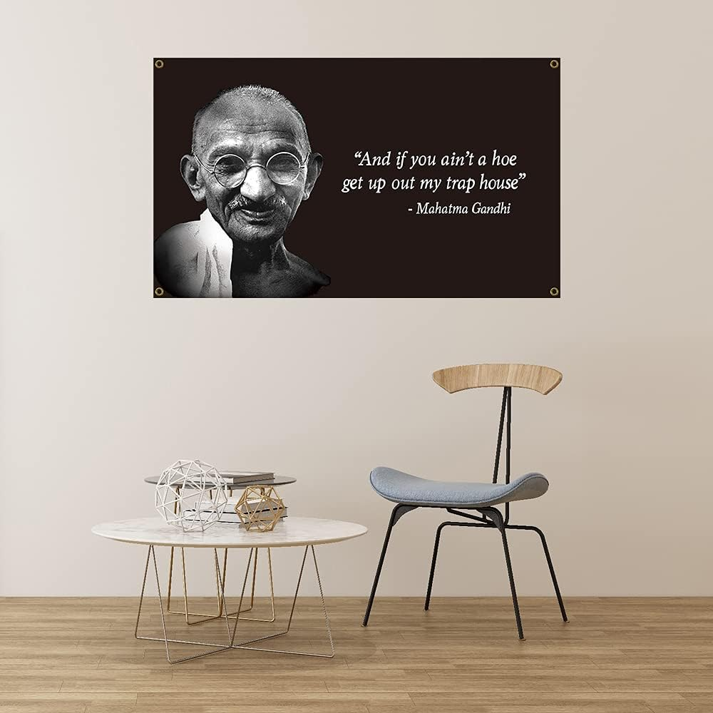 Gandhi Flag 3X5 FT Banner Dorm Banner with Four Brass Grommets for College Party Indoor Decorations image number 3