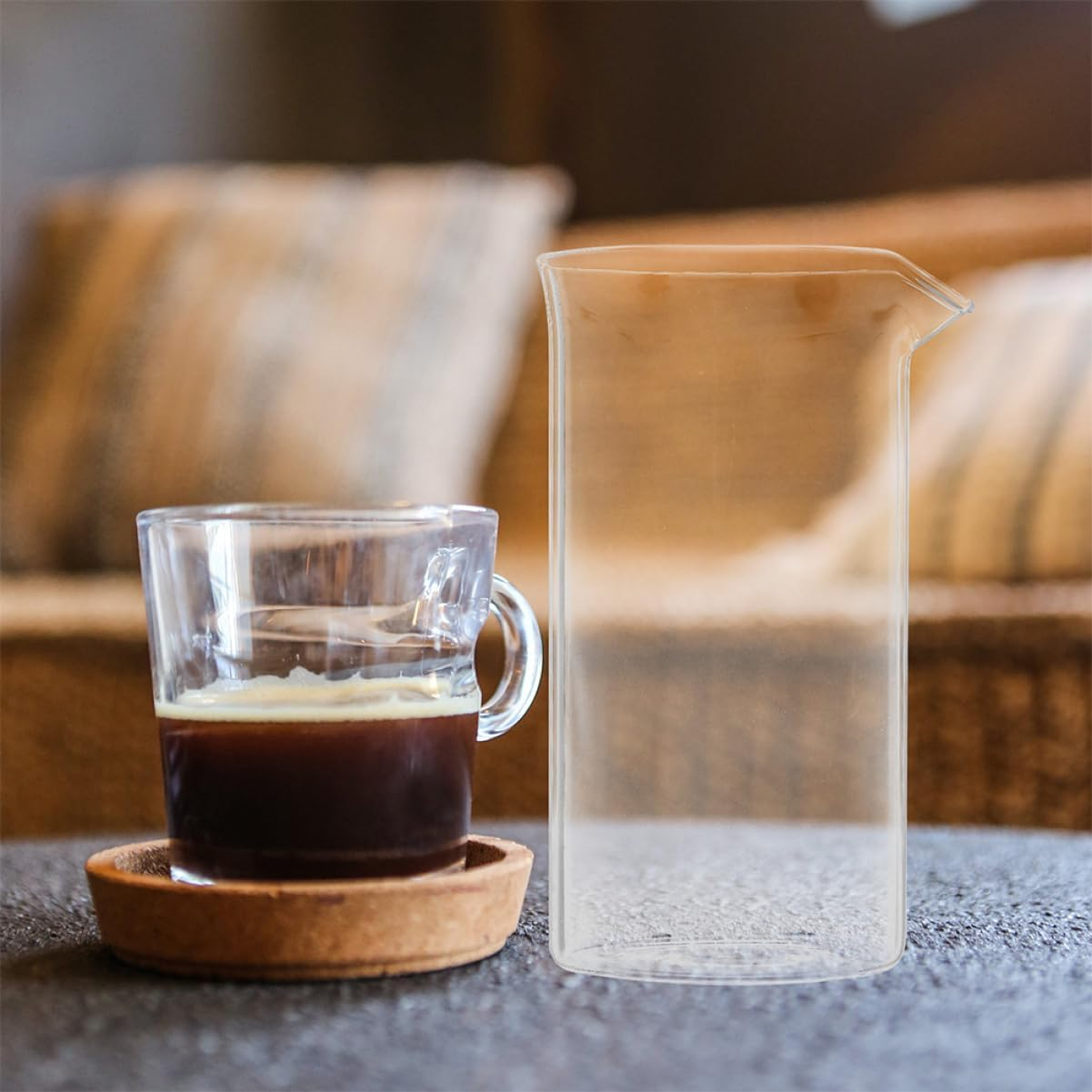 MAGICLULU Coffee Press Accessories Glass Pot Replacement Cup Filter Maker for Coffee Bar Espresso Shots Easy to Clean Dosing Cup Glass Handle image number 1