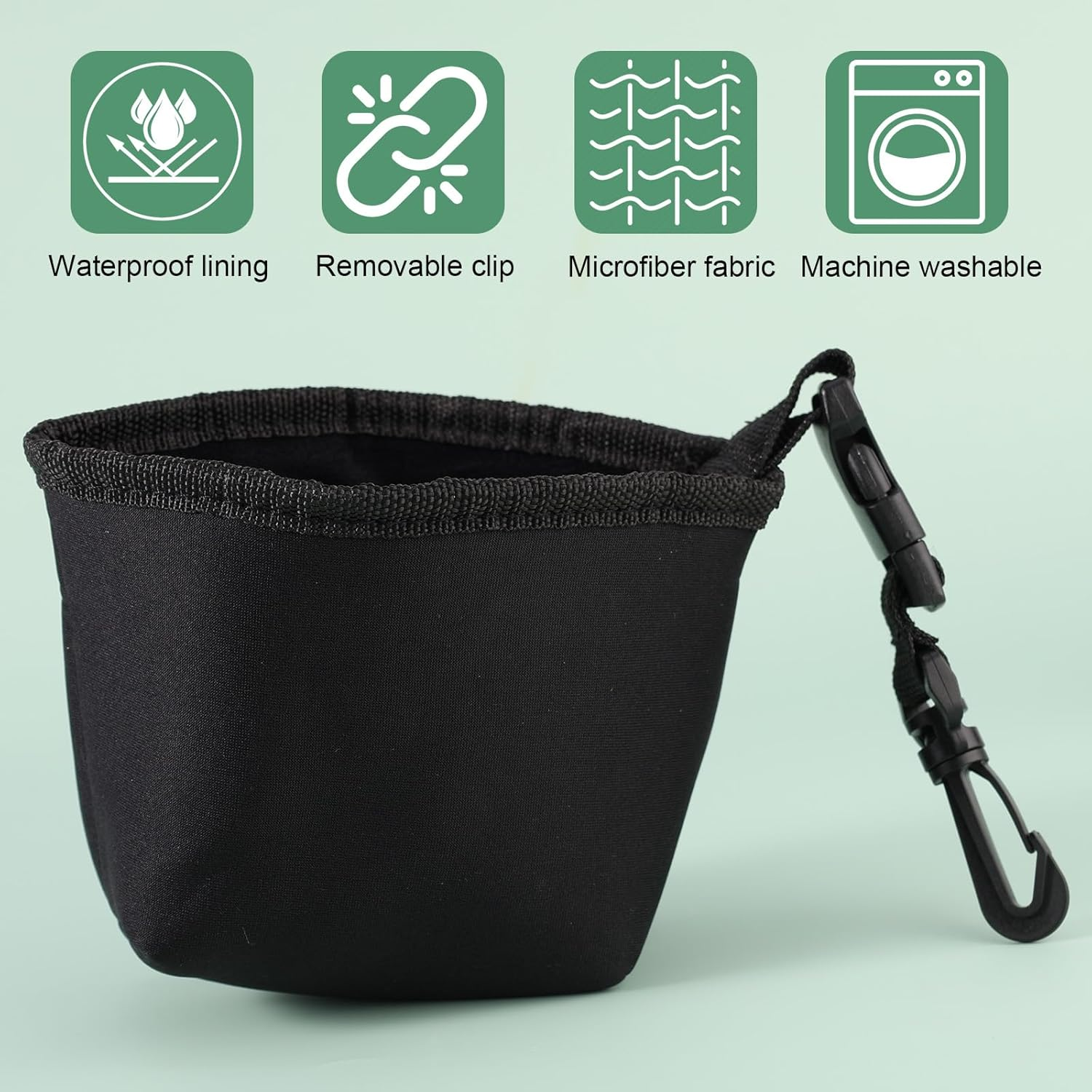 Lyreh Golf Cleaning Bag, Portable Waterproof Liner Golf Club and Ball Cleaner with Detachable Clip Outdoor Sport Accessories for Golfers (Black) image number 2