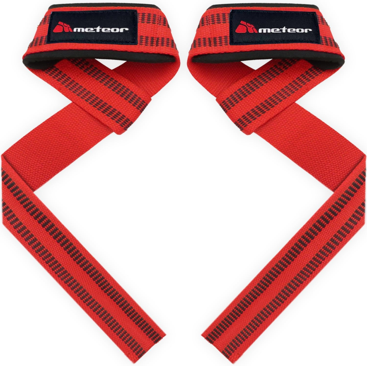 METEOR Pro Weightlifting Straps with Silicone Weave for Maximum Grip (Pair), 60Cm Heavy-Duty Padded Lifting Straps for Powerlifting, Deadlifts, and Heavy Workouts
