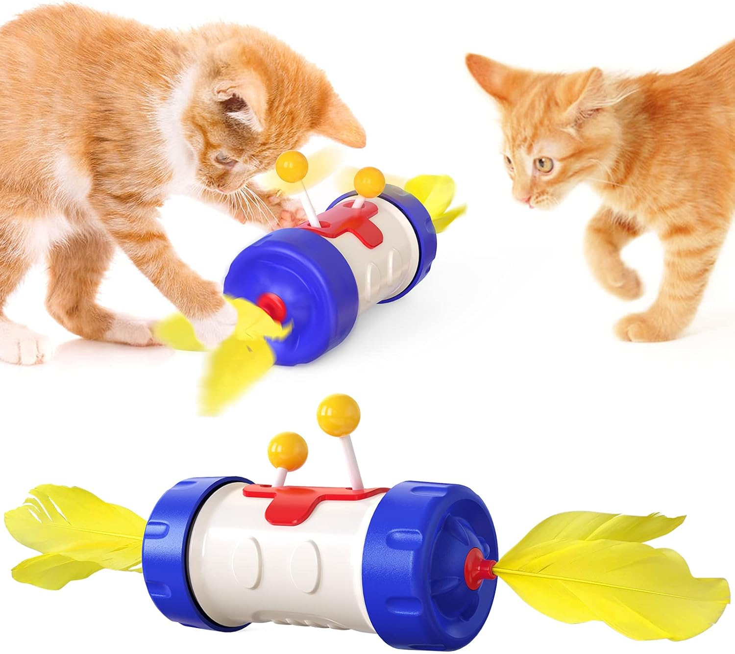 Interactive Cat Toys for Indoor Cats Automatic Cat Feather Toy Cat Swing Wand Chaser Training Toy for Cat Kitten /252 (Color : Turquoise)