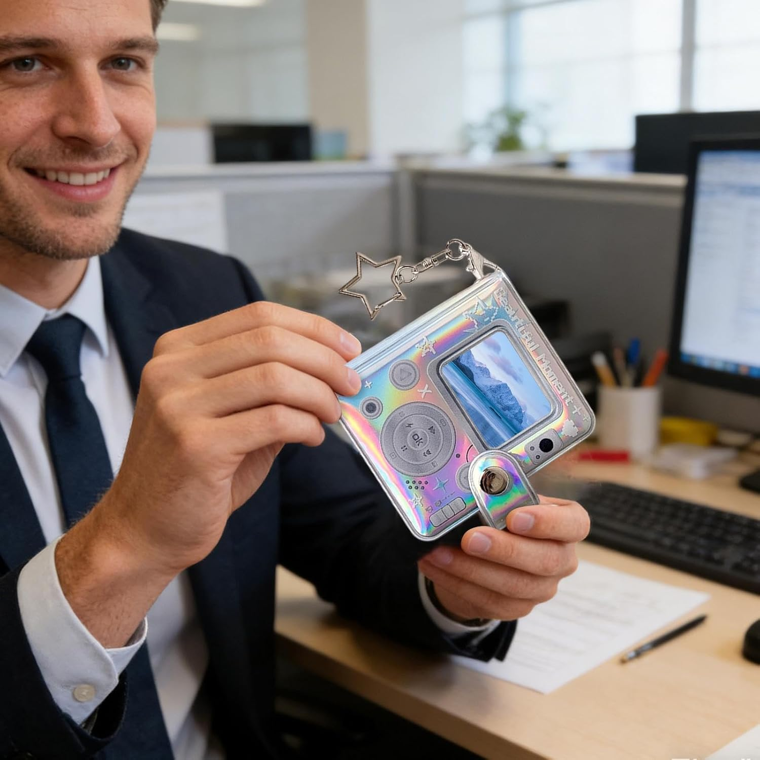 Photo Album Bag Charm - Retro Cute Double-Sided Small Keyrings | Picture Album Book - for Kids New Year Memorial Pregnancy Birth Car Christmas Growth Home Holiday Party Vacation