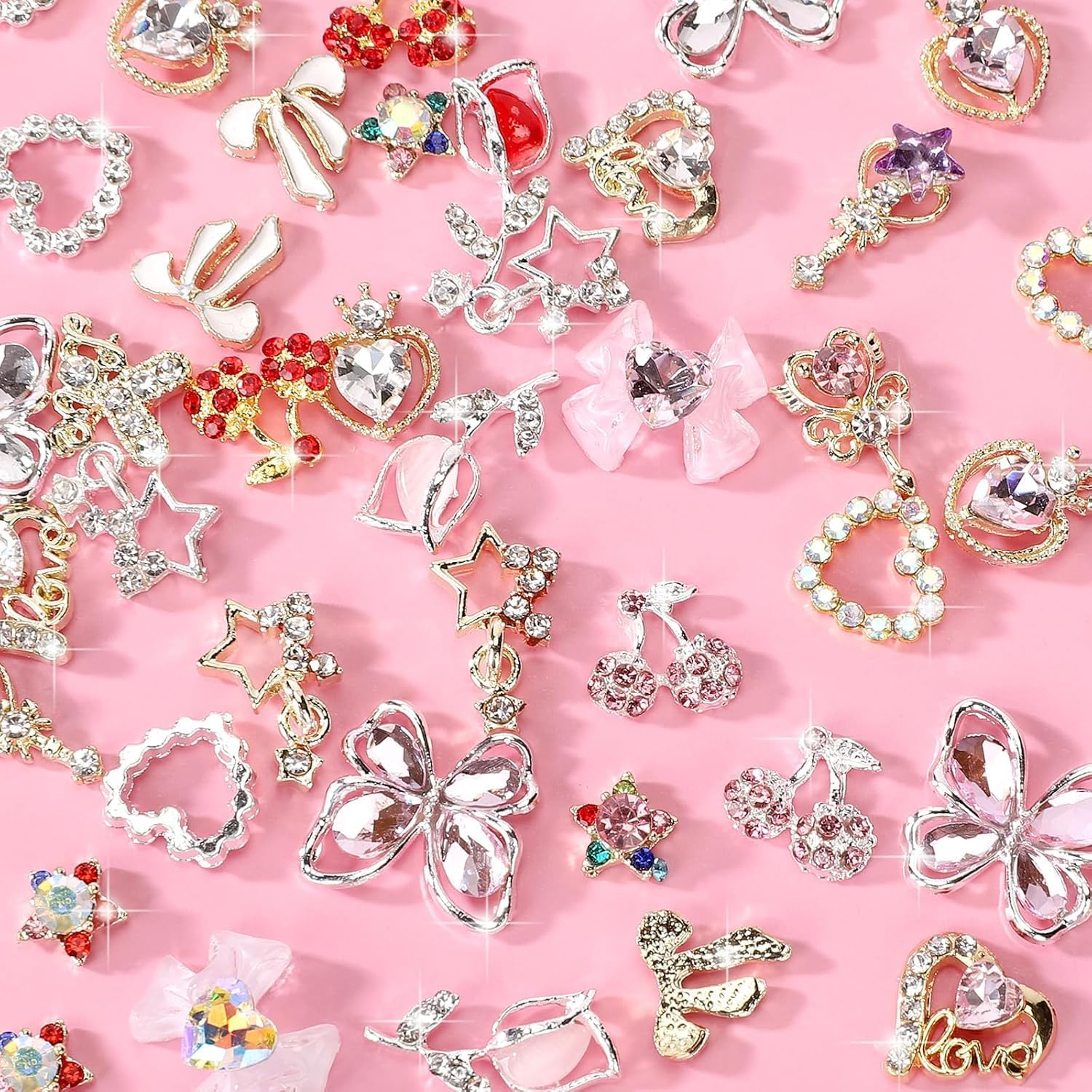 24PCS Nail Charm & Nail Gem Set for 3D Nail Art, Colorful Small Charms, DIY Nail Decoration Compatible with 3D Nail Art, Geiwogwc image number 4