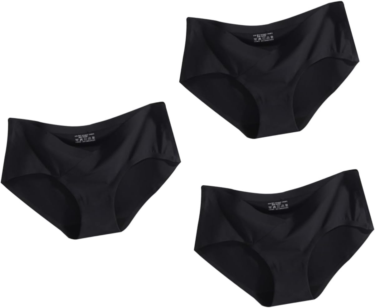 3Pcs Cotton Maternity Underwear Low Waist Seamless Nursing Panties for Pregnant Women image number 2