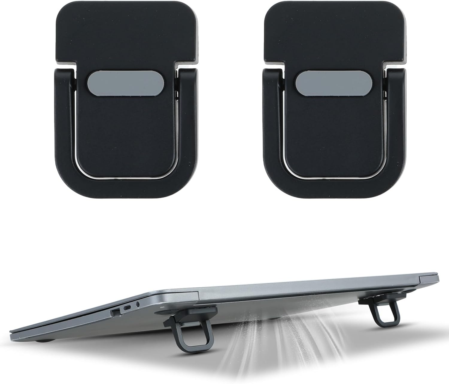 2PCS Keyboard Stands, Portable Laptop Stand, Self-Adhesive Mini Laptop Stand, Invisible Computer Keyboard Stand for Desk, Laptop Stand for Macbook, Dell, HP and Other 10-18 Inches Laptop, Black image number 4