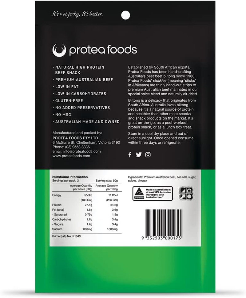 Protea Foods Traditional Lekker Biltong Stokkies - 100G
