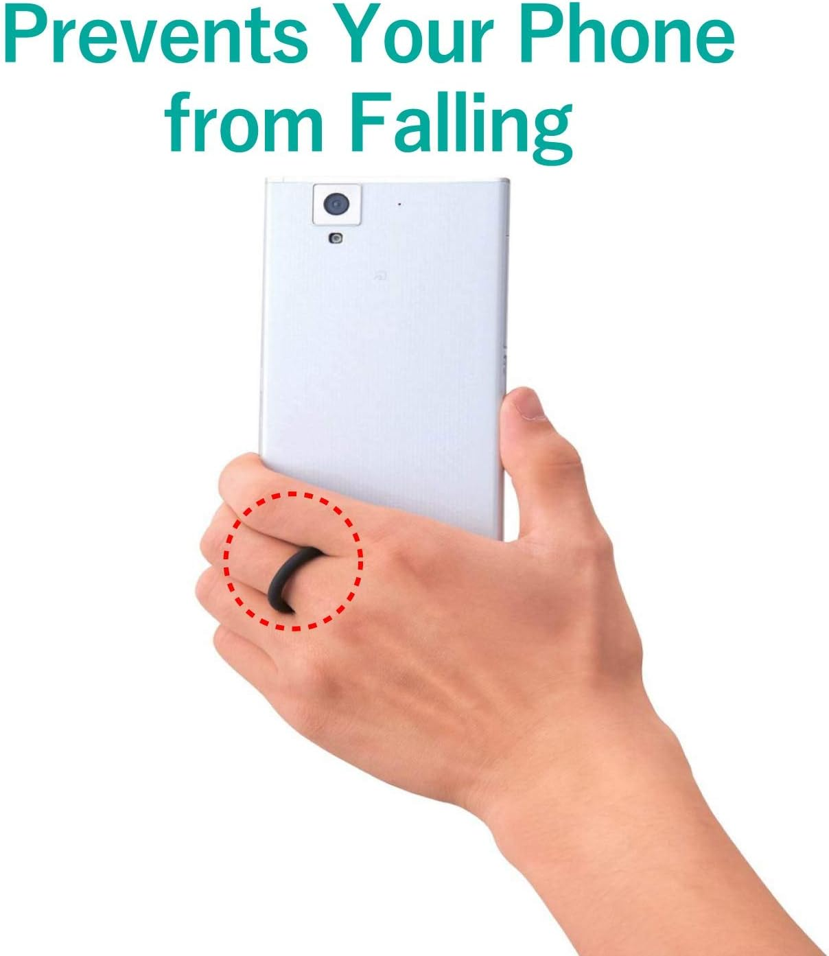 Elecom P-STF01LBK Ring Strap, for Cell Phones, Smartphones, Size L, Inner Diameter 0.9 Inches (22 Mm), Silicone Anti-Slip Fingers, Black