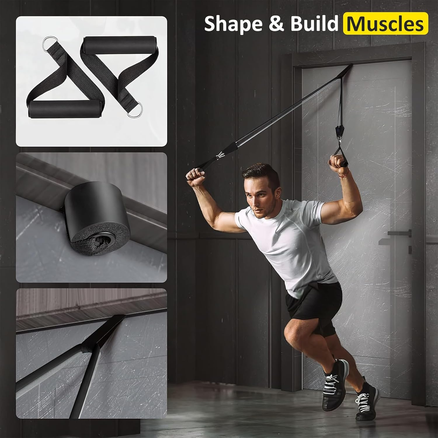 LEFAFA Resistance Bands Set, 150LBS Exercise Bands with Handles for Men and Women, Workout Bands with Door Anchor and Legs Ankle Straps, for Muscle Training, Physical Therapy, Shape Body, Yoga (Black) image number 6